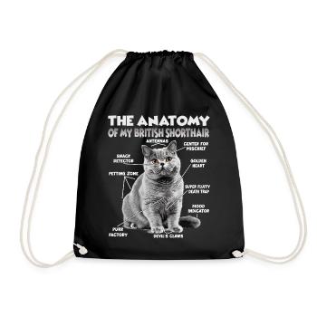 Britisch Kurzhaar Halter Geschenk Katzenmama - Turnbeutel - Schwarz - Vorne