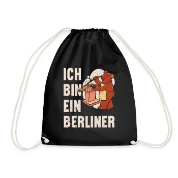 Ich bin ein Berliner – BBQ Bär Grillen Geschenk - Turnbeutel - Schwarz - Vorne