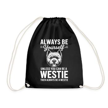 West Highland White Terrier Hunde Westie Geschenk  - Turnbeutel - Schwarz - Vorne