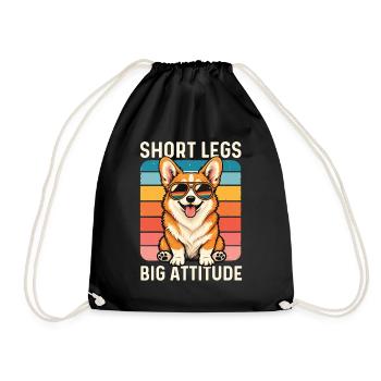 Short Legs Big Attitude – Walisischer Corgi-Hundeliebhaber - Turnbeutel - Schwarz - Vorne