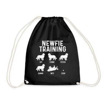 Newfie-Training – Geschenk für Neufundländer Hundeliebhaber - Turnbeutel - Schwarz - Vorne