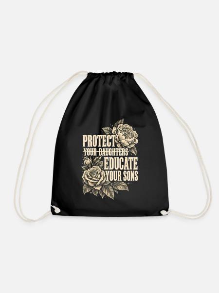 Protect Your Daughters Educate Your Sons Floral - Turnbeutel - Schwarz
