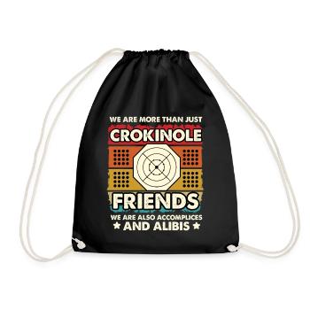 Crokinole Freunde – Komplizen und Alibis - Turnbeutel - Schwarz - Vorne