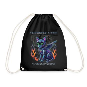 Katze Cybernetic Chaos, Cyberpunk - Turnbeutel - Schwarz - Vorne