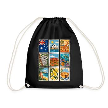 Australien Briefmarken - Turnbeutel - Schwarz - Vorne