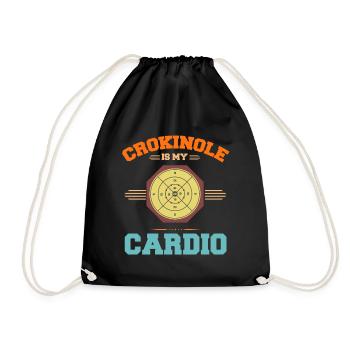 Crokinole ist mein Cardio – Lustiges Brettspiel - Turnbeutel - Schwarz - Vorne