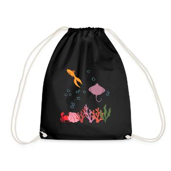 Goldfisch Unterwasser Kinder Rochen - Turnbeutel - Schwarz - Vorne