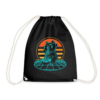 Katze Ramen Retro - Turnbeutel - Schwarz - Vorne