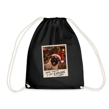 Dear Santa I Can Explain Mops Selfie - Turnbeutel - Schwarz - Vorne