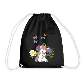 Gänseblümchen Blumen Kinder Einhorn Kinderdesign - Turnbeutel - Schwarz - Vorne