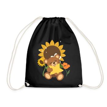 Teddy Blumen Kinder Stern - Turnbeutel - Schwarz - Vorne