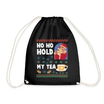 Ho Ho Hold My Tea – Weihnachtsmann trinkt Tee - Turnbeutel - Schwarz - Vorne