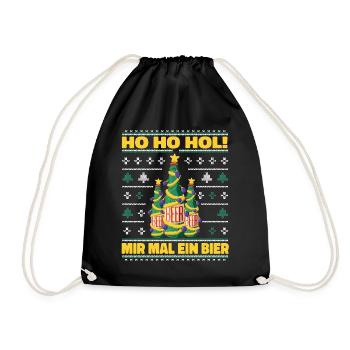 Ho Ho Hol – Weihnachtsbaum aus Bierflaschen - Turnbeutel - Schwarz - Vorne