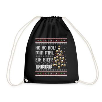 Bier Weihnachtsbaum – Ho Ho Hol mir mal ein Bier - Turnbeutel - Schwarz - Vorne