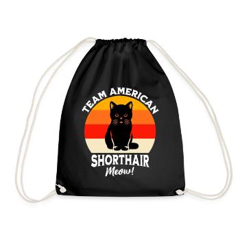 Team Amerikanische Kurzhaarkatze - Turnbeutel - Schwarz - Vorne