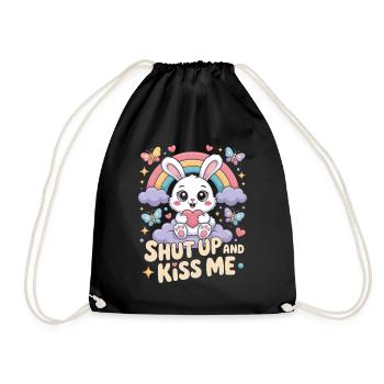 Shut Up And Kiss Me Küss Mich Einfach Valentinstag - Turnbeutel - Schwarz - Vorne