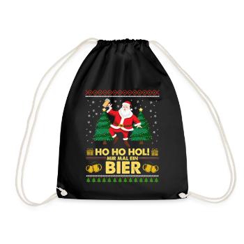 Tanzender Weihnachtsmann – Ho Ho Hol! Ein Bier - Turnbeutel - Schwarz - Vorne