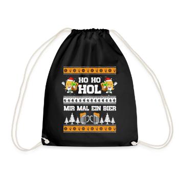 Ho Ho Hol – Biergläser mit Geschenken - Turnbeutel - Schwarz - Vorne