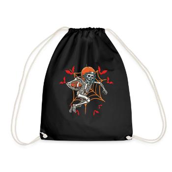Halloween Skeleton Pumpkin Spooky American Footbal - Turnbeutel - Schwarz - Vorne