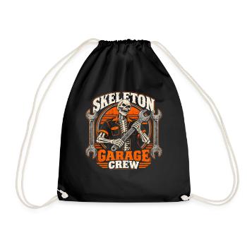 Skeleton Garage Crew - Vintage Mechanic Skull - Turnbeutel - Schwarz - Vorne
