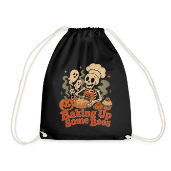 Halloween Skelett Bäcker Backen Geister - Turnbeutel - Schwarz - Vorne