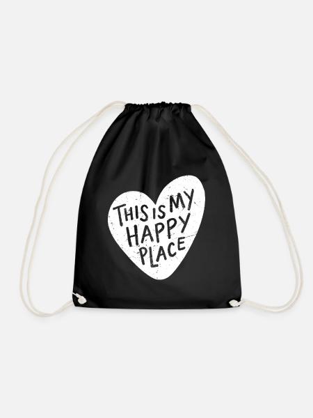 Das ist mein Happy Place Vintage - Turnbeutel - Schwarz