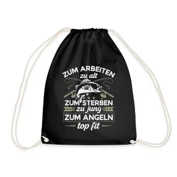 Angler Fischer Angel Zum Angeln Top Fit - Turnbeutel - Schwarz - Vorne
