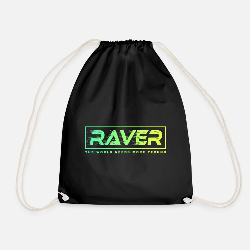 Raver Techno Rave Festival Electro Music - Drawstring Bag - black