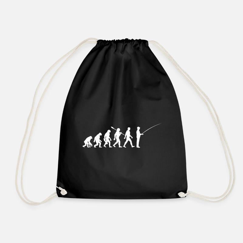 Evolution - Angler - Fische angeln - Turnbeutel - Schwarz