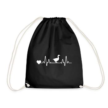 Heartbeat ECG Line Goose Geese - Drawstring Bag - black - Front