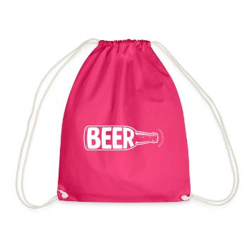 Beer - Funny Beer Logo Tshirt - Drawstring Bag - fuchsia - Front