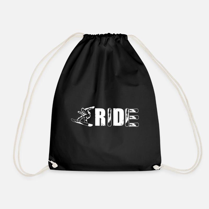 Snowboard Ride Lettering – Grunge Look - Drawstring Bag - black