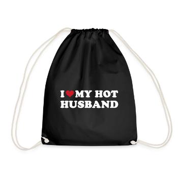 Je coeur mon mari chaud - Sac de sport léger - noir - Devant