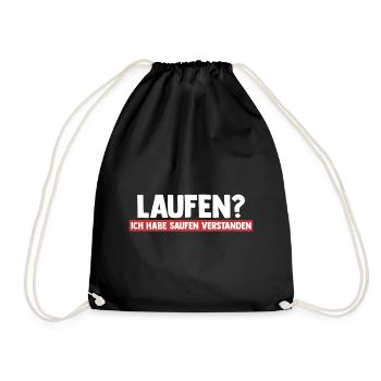 Bier Saufen Läufer Joggen Laufen - Turnbeutel - Schwarz - Vorne