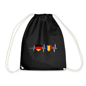 Rumänen Deutschland Rumänien Herzschlag - Turnbeutel - Schwarz - Vorne