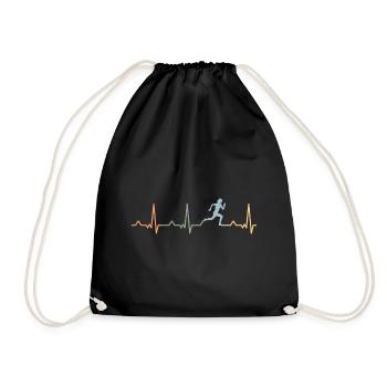 Marathon Joggen Laufen Herzschlag heart female - Turnbeutel - Schwarz - Vorne