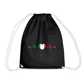 Herzschlag Italia Italiener Italien - Turnbeutel - Schwarz - Vorne