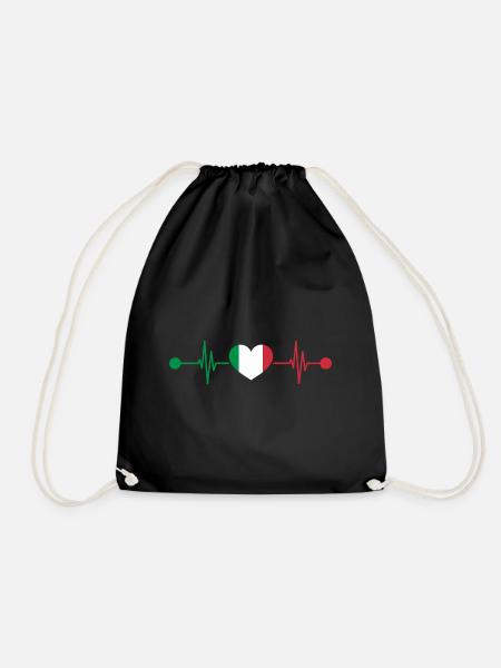Herzschlag Italia Italiener Italien - Turnbeutel - Schwarz