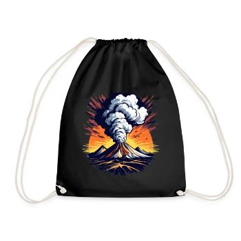Volcanic eruption, eruption with ash cloud and lava - Drawstring Bag - black - Front