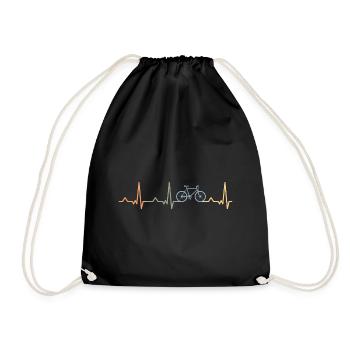 Bike fixie heartbeat heart beat bicycle racing bike - Drawstring Bag - black - Front