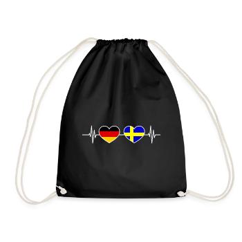 Herzschlag Deutschland Schweden - Turnbeutel - Schwarz - Vorne