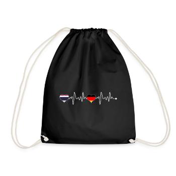 Thailand Germany Flag Heart Heartbeat - Drawstring Bag - black - Front