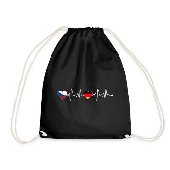 Czech Republic Germany Flag Heartbeat - Drawstring Bag - black - Front