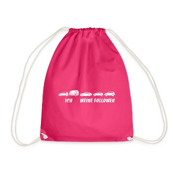 Ich und meine Follower - Wohnwagen - Stau - Turnbeutel - Fuchsia - Vorne