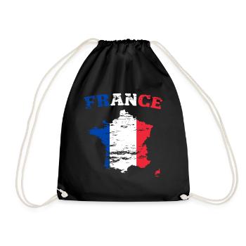 France Wall Map Flag used - Drawstring Bag - black - Front