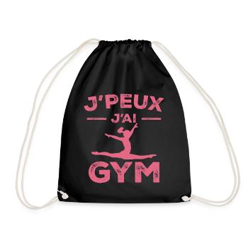 Gymnastik-Geschenk - Ich kann nicht ins Fitnessstudio - Turnbeutel - Schwarz - Vorne