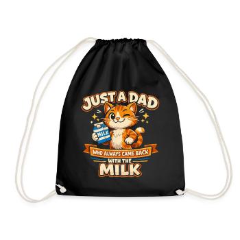 Humor Dad Cat Milk Father's Day Gift - Drawstring Bag - black - Front