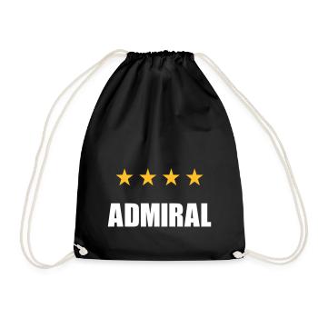 ★ Designfarben änderbar ★ Admiral (Vier Sterne) - Turnbeutel - Schwarz - Vorne