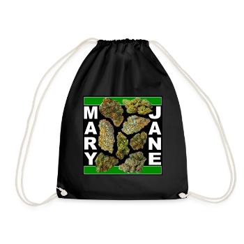 Mary Jane 420 Cannabis Marihuana CBD Hanf Gras THC - Turnbeutel - Schwarz - Vorne
