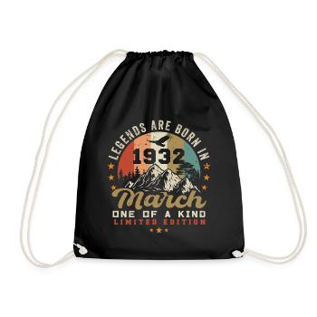 März 1932 Jahrgang Geburtstag Retro Geschenk - Turnbeutel - Schwarz - Vorne